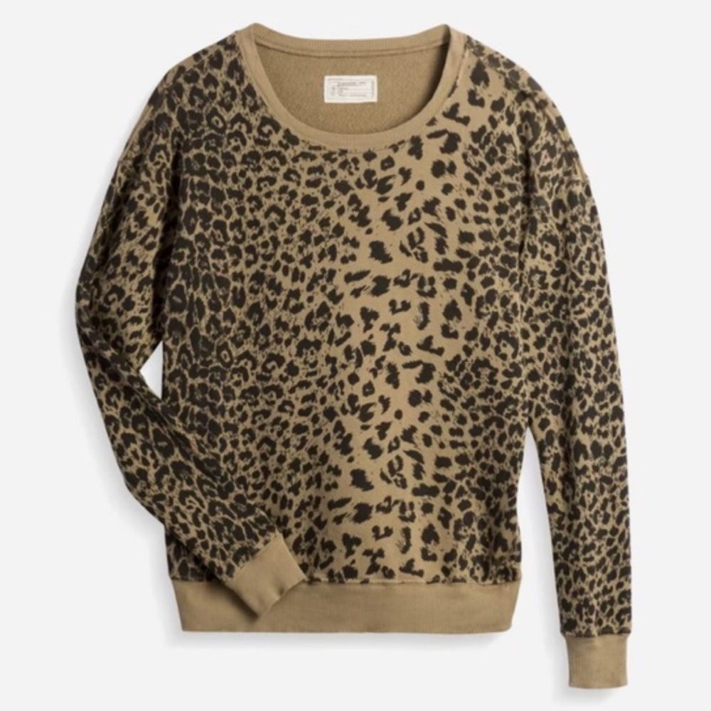 Current/Elliott Anthropologie The Greta Sweatshirt in Camel Leopard - S